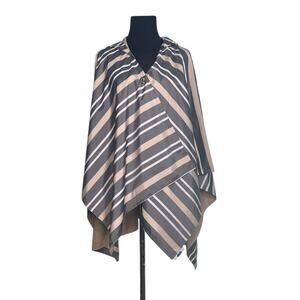 RAIN RAPS beige gray reversible hooded rain poncho size one size